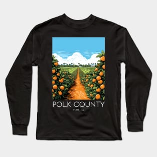 A Pop Art Travel Print of Polk County - Florida - US Long Sleeve T-Shirt